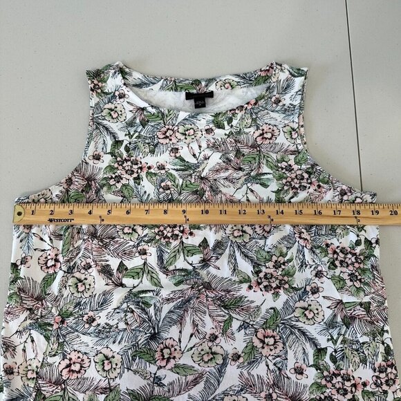 J Jill Wearever Sleeveless Dress Size M Tropical Midi Floral Knit Slit - Picture 6 of 10